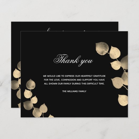 バジェット悔やみや弔慰ブラック・ゴールデン・ユーカリ写真 (正面/裏面)