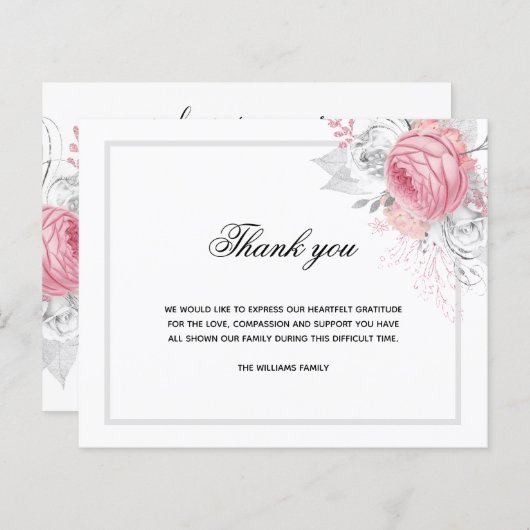 バジェット悔やみや弔慰ホワイトピンク感謝していの写真 (正面/裏面)