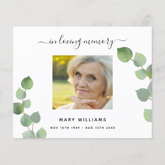 バジェット悔やみや弔慰ユーカリ白感謝してい写真 (裏面)