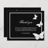 バジェット悔やみや弔慰黒い蝶の写真感謝していあなた (正面/裏面)