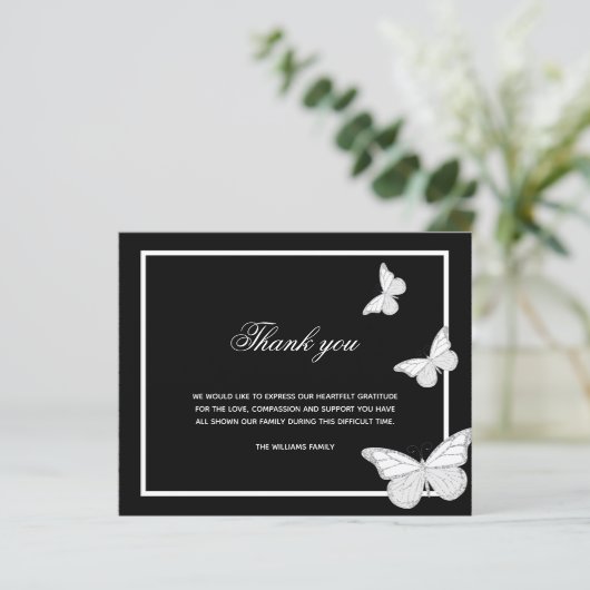 バジェット悔やみや弔慰黒い蝶の写真感謝していあなた (スタンド正面)