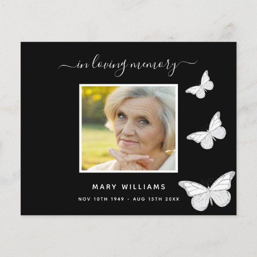 バジェット悔やみや弔慰黒い蝶の写真感謝していあなた (裏面)