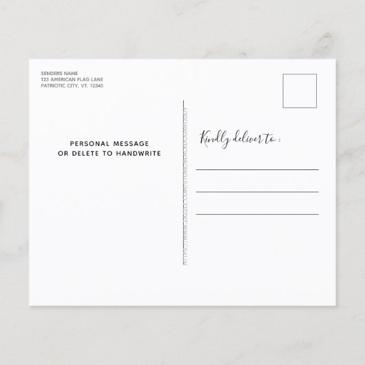 バジェット愛国的な米国アメリカ国旗のクリスマスカード (裏面)