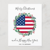 バジェット愛国的な米国アメリカ国旗のクリスマスカード (正面)