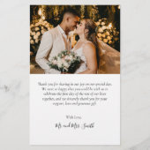 バジェット愛感謝していと結婚の感謝紙 (裏面)