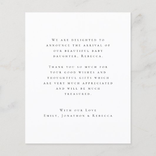 バジェット愛感謝してい写真オーバーレイ誕生発表 (裏面)