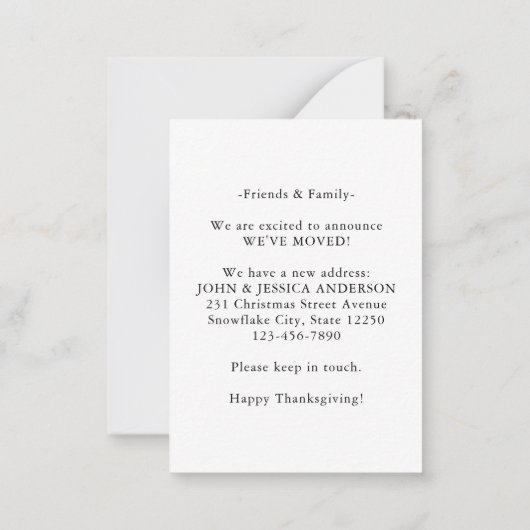 バジェット感謝新しいホームカボチャ移動カード ノートカード (裏面)