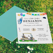 バジェット我々のリトルゴルファー青キッズゴルフ誕生日 チラシ