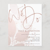 バジェット我々はバラ金ゴールドの葉結婚式招待状 (正面)