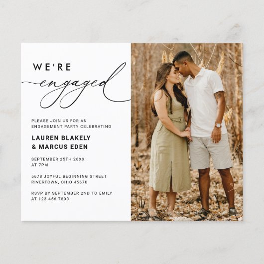 バジェット我々は写真婚約した婚約パーティ招待状 (正面)