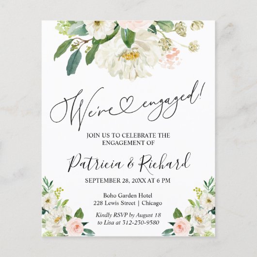 バジェット我々は婚約した婚約パーティ招待状 (正面)