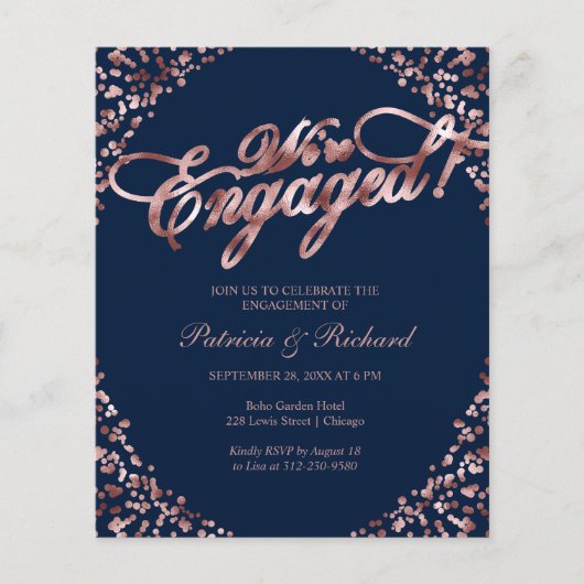 バジェット我々は婚約した婚約パーティ招待状 (正面)