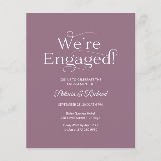 バジェット我々は婚約した婚約パーティ招待状 (正面)