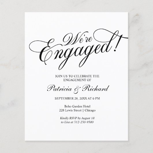 バジェット我々は婚約した婚約パーティ招待状 (正面)