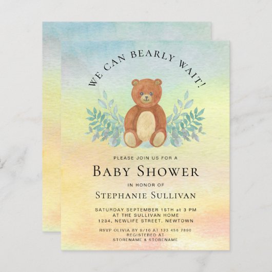 バジェット我々は赤ちゃんシャワー招待状待ち (正面/裏面)