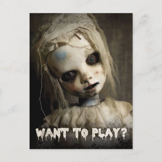 バジェット所持ドールアダルトハロウィーン招待状 インビテーションポストカード (正面)