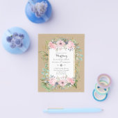 バジェット手頃ピンク赤面ピンクフローラ結婚ズ チラシ (シングル)