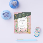 バジェット手頃ピンク赤面ピンクフローラ結婚ズ チラシ (シングル)