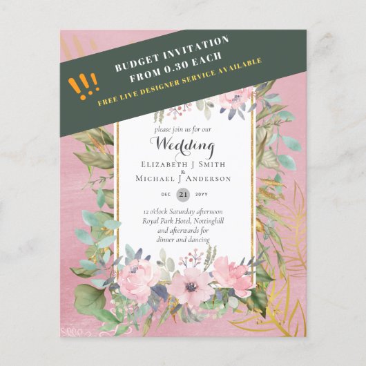 バジェット手頃ピンク赤面ピンクフローラ結婚ズ チラシ (正面)