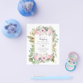 バジェット手頃ピンク赤面ピンクフローラ結婚ズ チラシ (シングル)