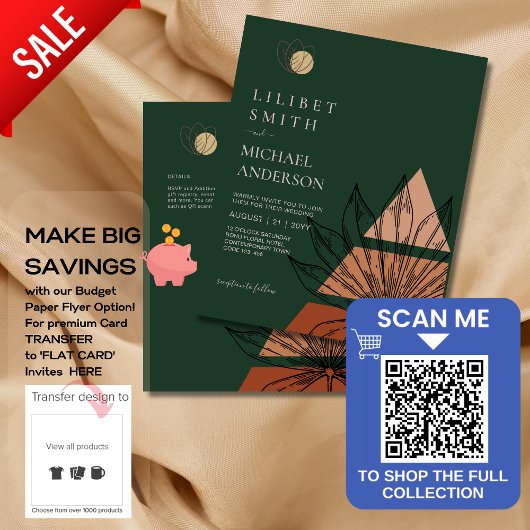 バジェット抽象芸術エメラルドグリーンパンパスグラス結婚ズ チラシ