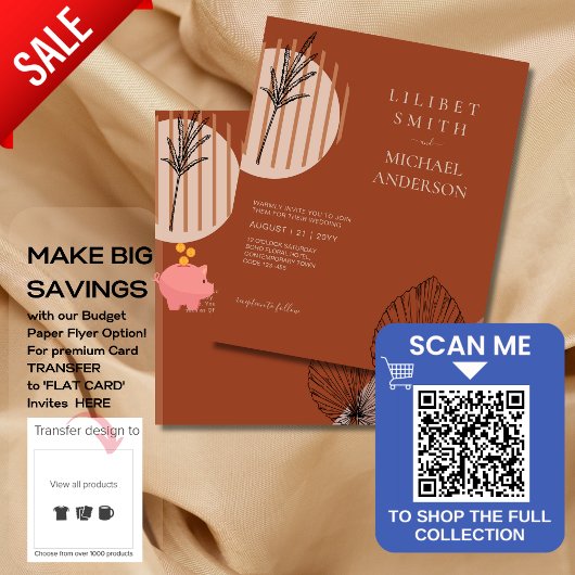 バジェット抽象芸術テラコッタパンパスグラス結婚ズ チラシ