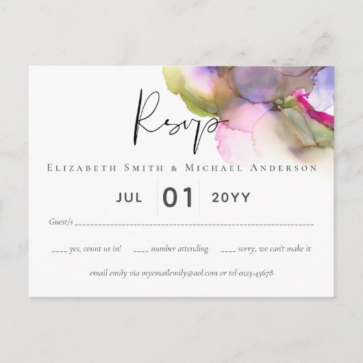 バジェット抽象芸術レインボー結婚パープル ポストカード (正面)