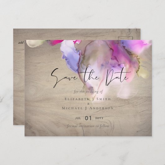 バジェット抽象芸術レインボー結婚パープル ポストカード (正面/裏面)