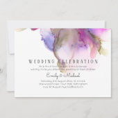 バジェット抽象芸術レインボー結婚パープル 招待状 (正面)