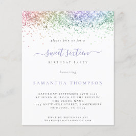 バジェット数々のカラーグリッタースウィート16招待状