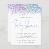 バジェット数々のカラーグリッターベビーシャワー招待状 (正面/裏面)
