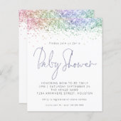 バジェット数々のカラーグリッターベビーシャワー招待状 (正面/裏面)