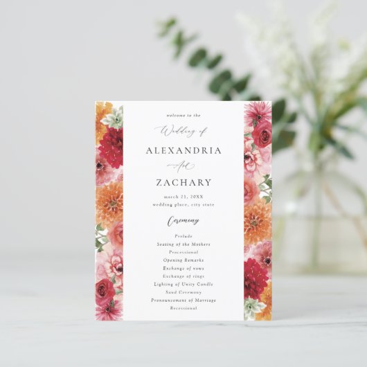 バジェット数々のサマーカラーフローラ結婚式 プログラム (スタンド正面)