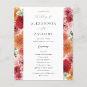 バジェット数々のサマーカラーフローラ結婚式 プログラム (正面)