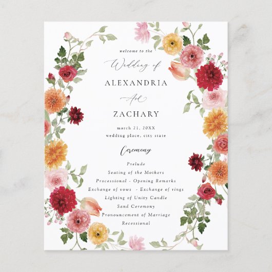 バジェット数々のサマーカラーフローラ結婚式 プログラム2 (正面)