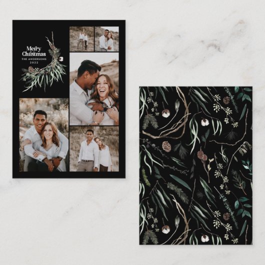 バジェット数々の写真植物学の素朴な黒い休日 エンクロージャーカード (正面/裏面)