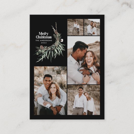 バジェット数々の写真植物学の素朴な黒い休日 エンクロージャーカード (正面)