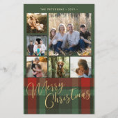 バジェット数々の写真赤い緑の格子模様クリスマス チラシ (正面)
