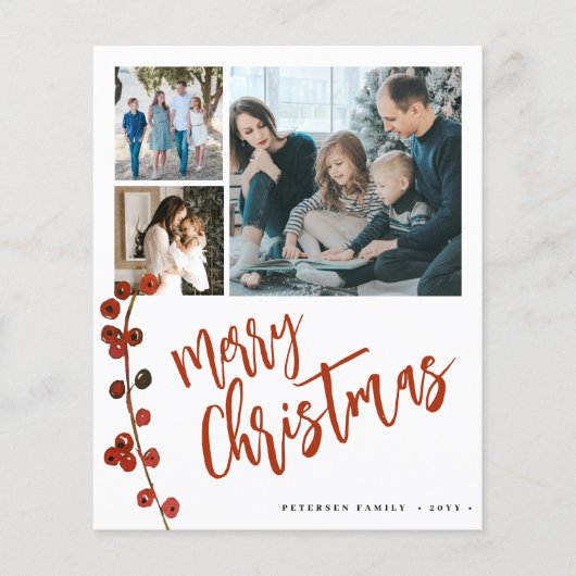 バジェット数々の6写真メリークリスマスホリデーカード (正面)