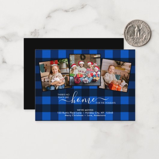 バジェット新しいホームホリデイズブループレイド3写真の移動 ノートカード (正面/裏面インサイチュ)