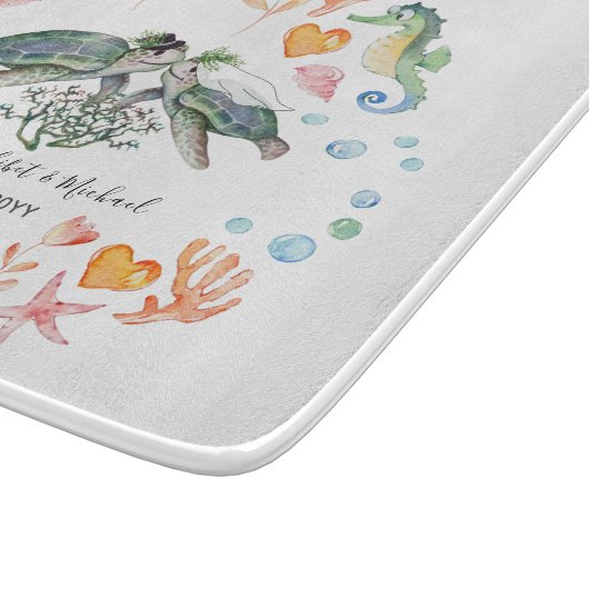 バジェット新婚ウェディングギフトカスタムウミガメ カッティングボード (角)