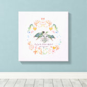 バジェット新婚ウェディングギフトカスタムウミガメ キャンバスプリント (インサイチュ (ウッドフロア))