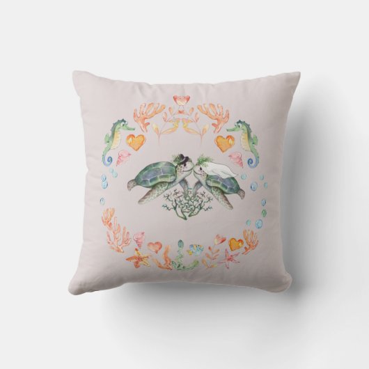 バジェット新婚ウェディングギフトカスタムウミガメ クッション (裏面)