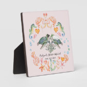 バジェット新婚ウェディングギフトカスタムウミガメ フォトプラーク (正面)