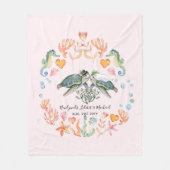 バジェット新婚ウェディングギフトカスタムウミガメ フリースブランケット (正面)