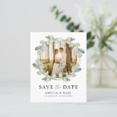 バジェット日付を保存するセージ緑のユーカリ結婚プタス (スタンド正面)