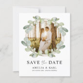 バジェット日付を保存するセージ緑のユーカリ結婚プタス (正面)