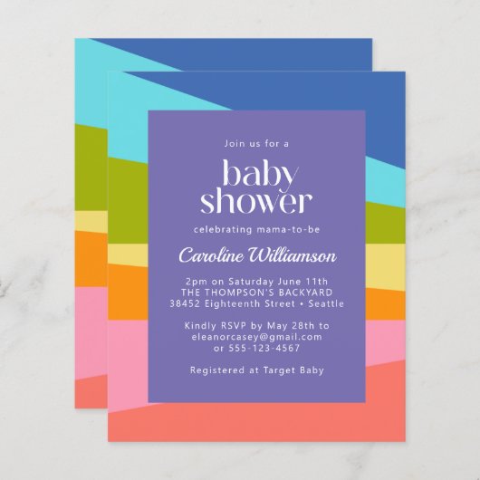 バジェット明るい虹の幾何学的な赤ちゃんシャワー (正面/裏面)