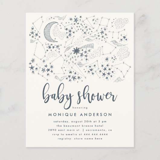 バジェット星空の夜の星座ベビーシャワー (正面)