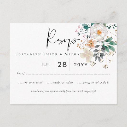 バジェット春ワイルドフラワーズバーン庭園の結婚式 ポストカード (正面)